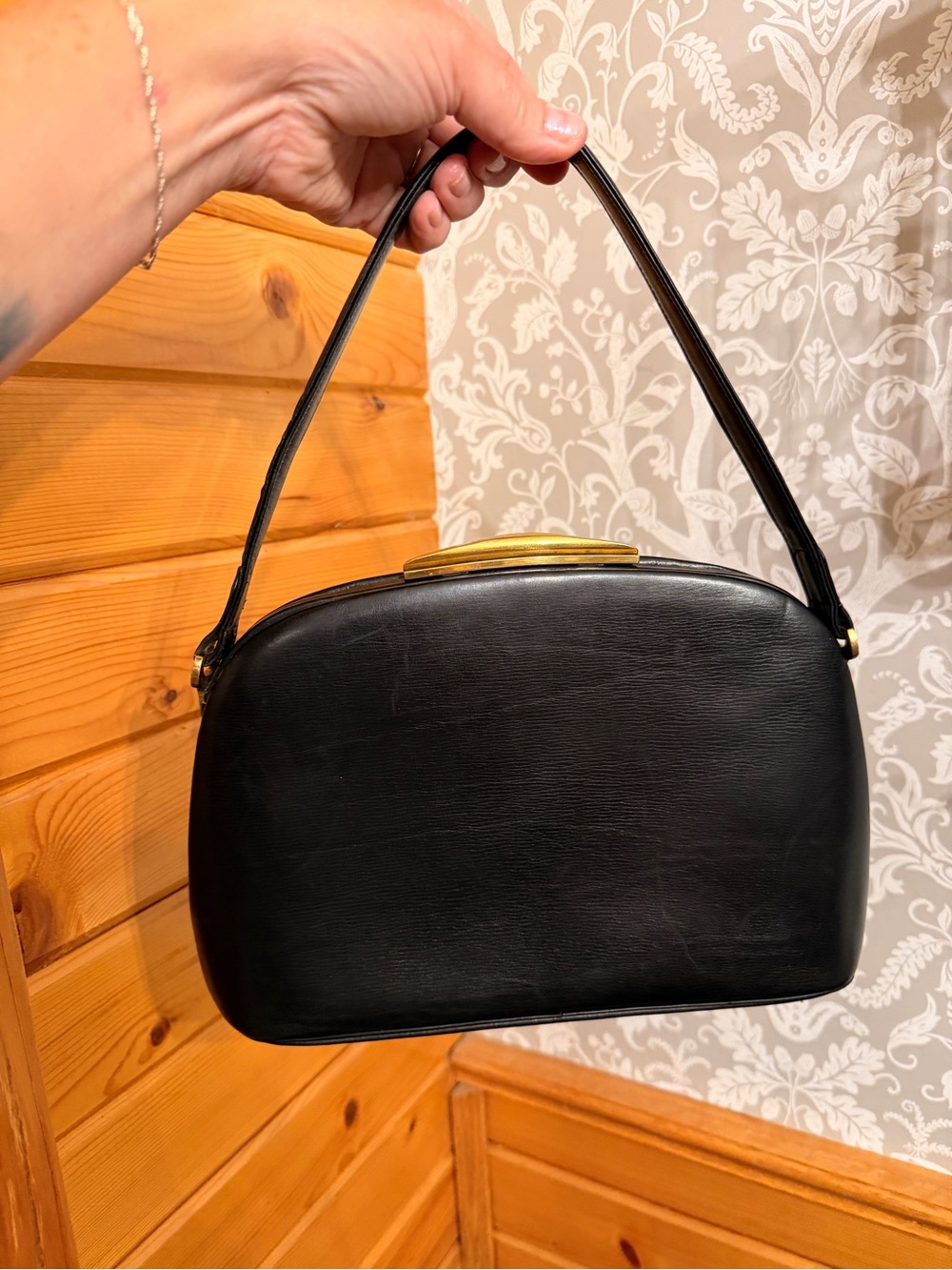 Fassbender 1950 Midcentury Modern Handbag Made in England Leather Suede Interior